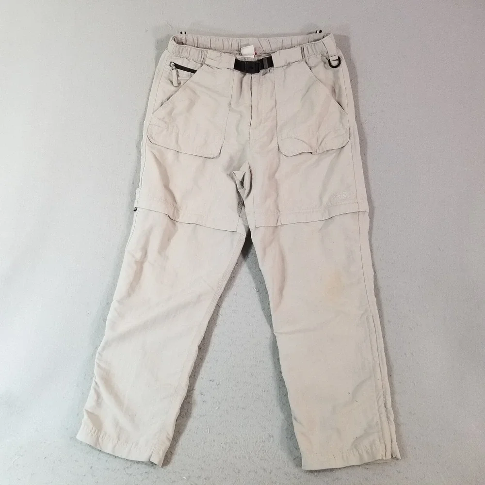 The North Face cargo pants shorts combo men's large beige outdoor nylon flawed